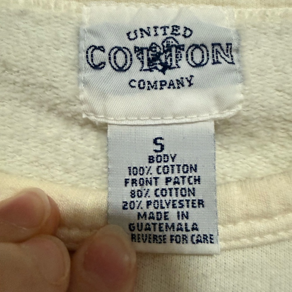 VTG 90s United Cotton Cream Long Sleeve Sweatshirt Size Small Cottagecore Cozy - Picture 7 of 8